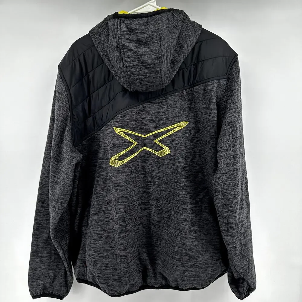 Ski Doo X Team Mid Layer Snow Jacket Hooded Full Zip Colorblock Black Yellow 2XL